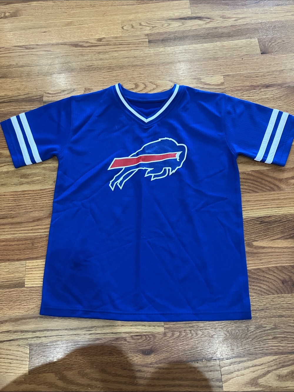 Source Unknown Royal Blue Kids V-Neck Jersey with Buffalo Logo Sz 14/16 NWOT